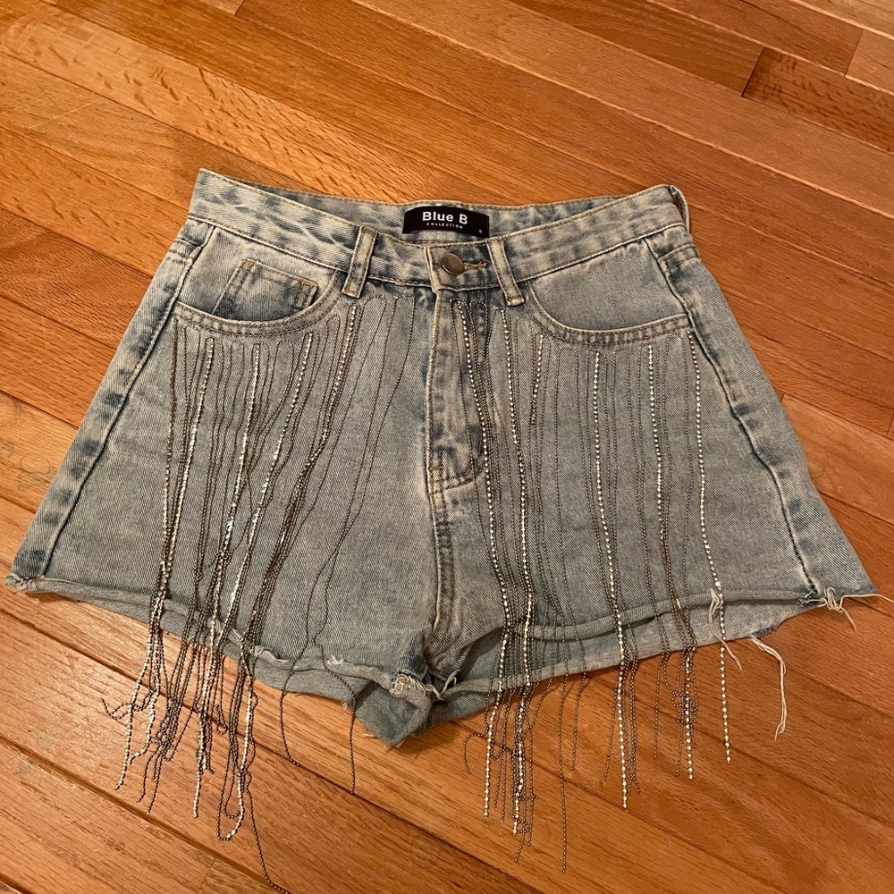 Dangling Sparkle Jean Shorts